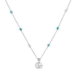 Authentic Gucci GG Marmont Silver Pendant Necklace – Multi Gemstone Luxury